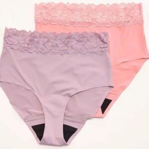 Antix Proof Set/2 Lace Trim High Rise Leak Resistant Briefs sz L NWOT # C16